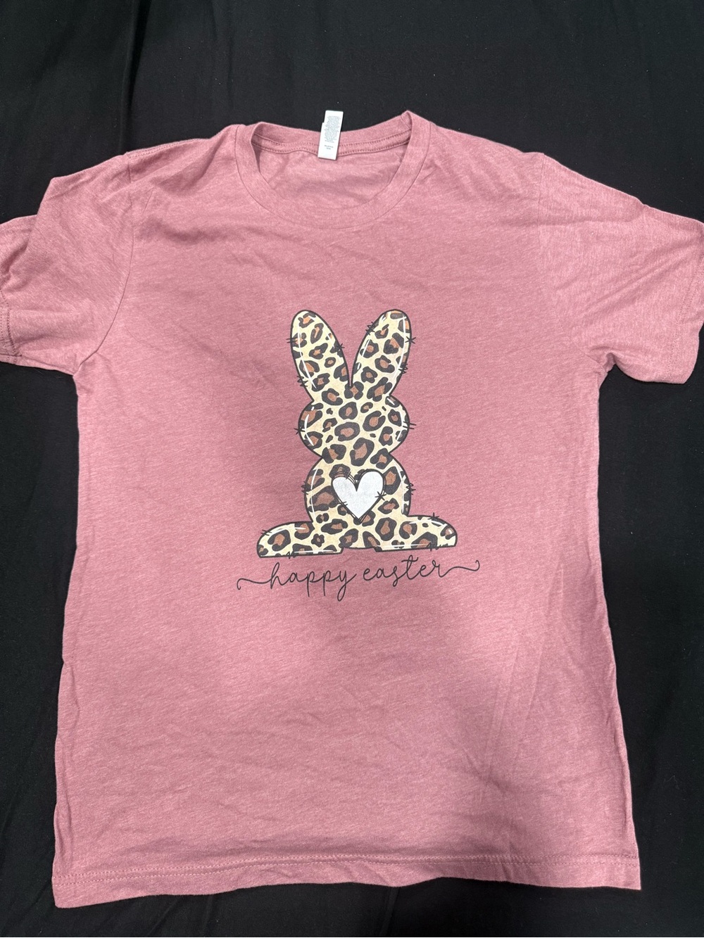 Bella Canvas Mauve Pink Kids Tee with Leopard Bunny Graphic